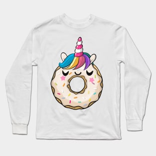 Cute donut with unicorn horn Long Sleeve T-Shirt